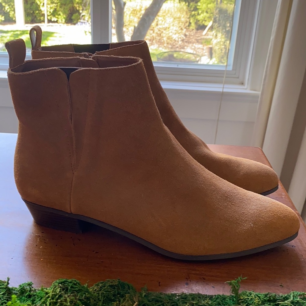 Brown suede booties